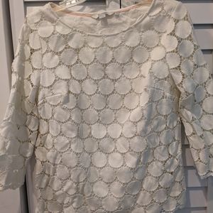 Boden beige broderie 3/4 sleeve blouse- size 10